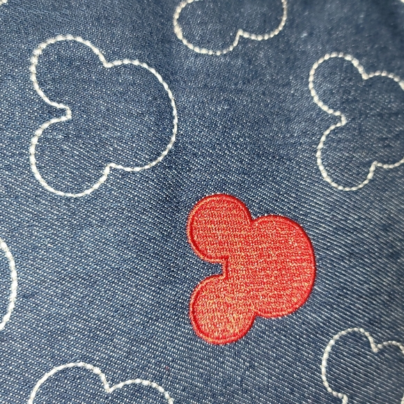MICKEY MOUSE DENIM EMBROIDERED DECO PILLOW 20x20 - Picture 2 of 3